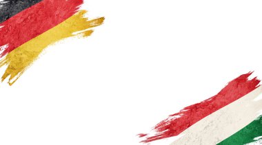 Beyaz Arkaplanda Almanya ve Macaristan Bayrakları